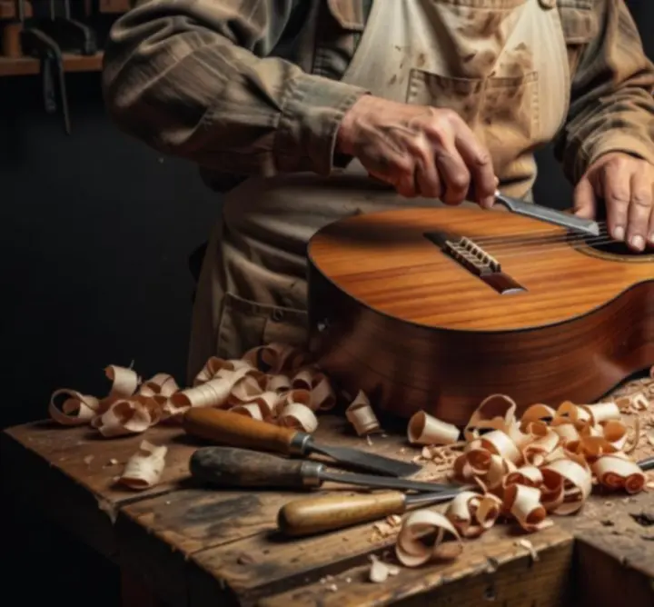 Proces produkcji gitary przez manufakturę artisańską