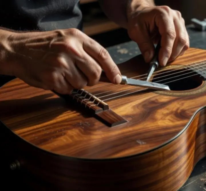 Detale rzemiosła lutniczego - precyzyjne wykończenie instrumentu