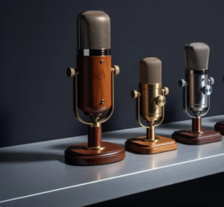 Kolekcja profesjonalnych mikrofonów w salonie