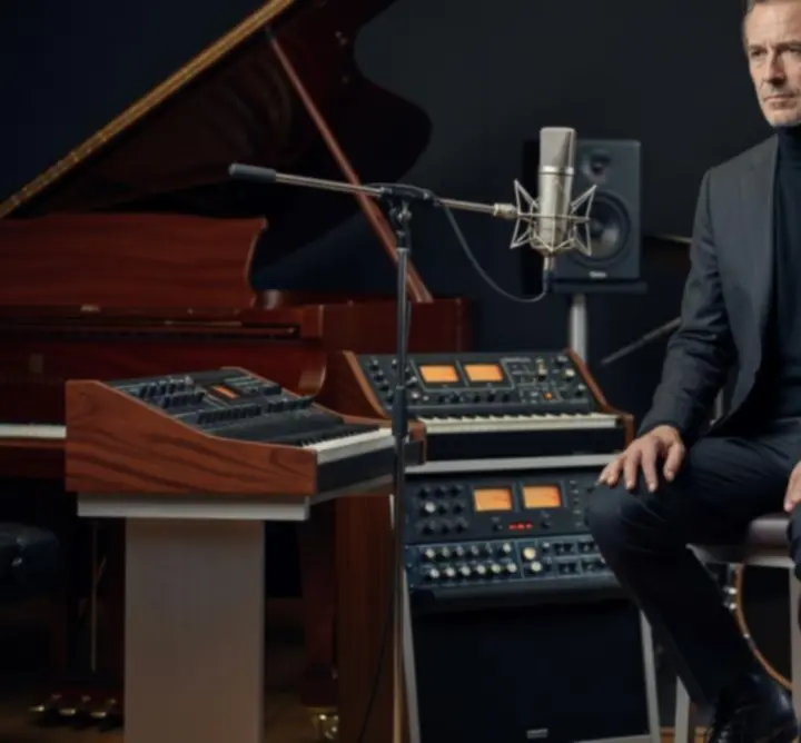 Muzyk w profesjonalnym studiu nagraniowym