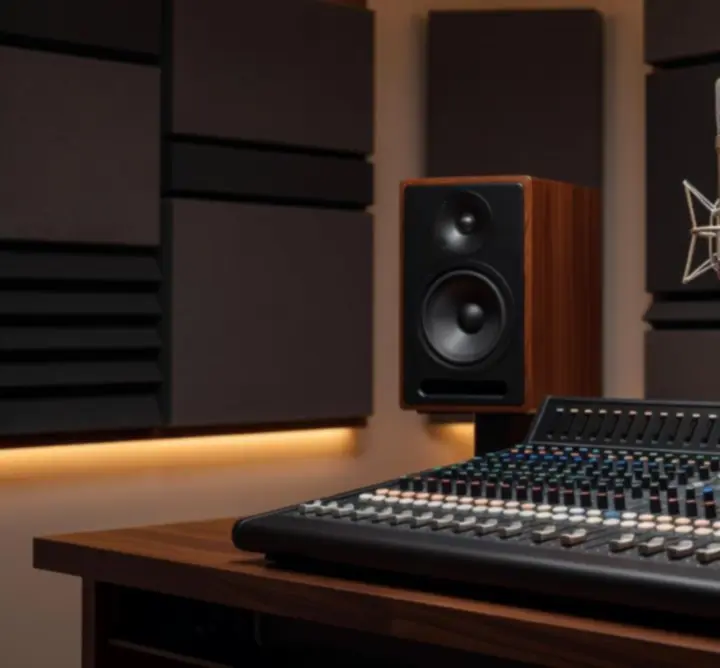 Profesjonalne stanowisko nagraniowe z mikrofonami i interfejsami